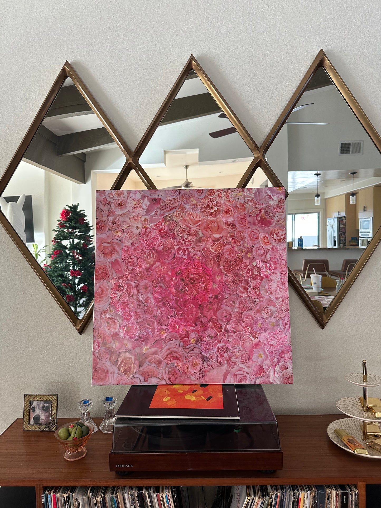 the original pink rose on canvas